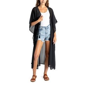 Black Sheer Riviera Wrap Swim Cover-Up